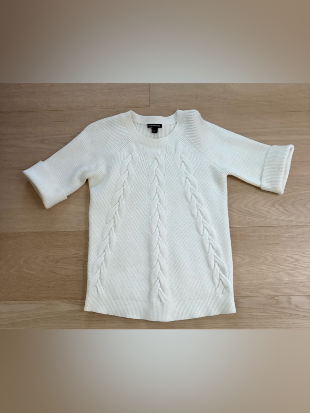 Club Monaco Ladies Ivory Cable Crewneck Sweater